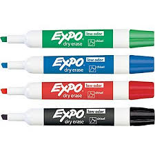 marker dry erase 4 color broad chisel (set)